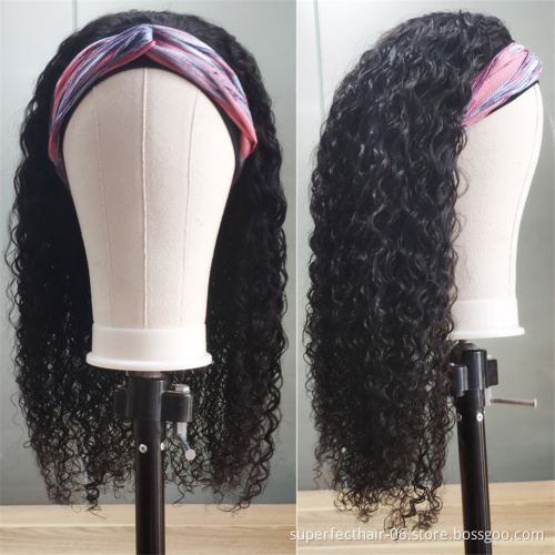 Handband  human hair headband wig kinky curly 613 wig with handband wig